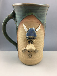 Viking face pottery mug