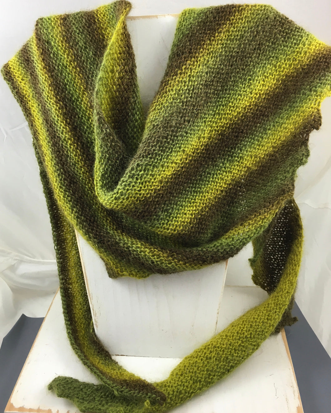 Moss Scarf, Hand Knit Wool