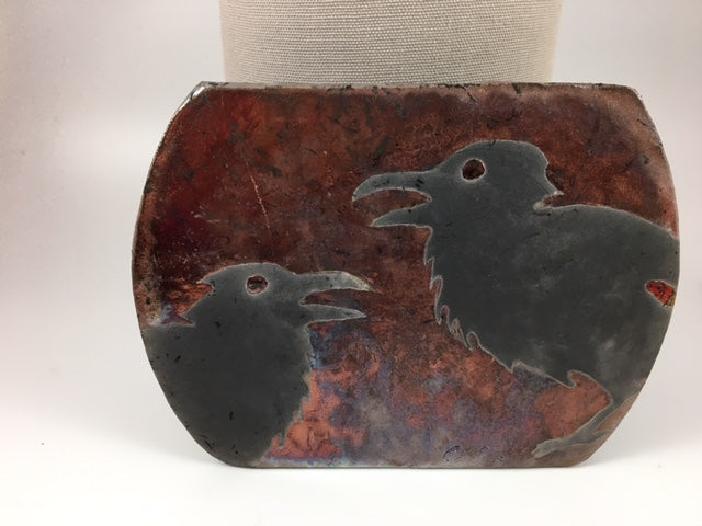 Raku Raven Ceramic Wall Piece