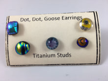 Load image into Gallery viewer, Fused glass Dichroic Dot, Dot, Dot earrings by M Mitchell
