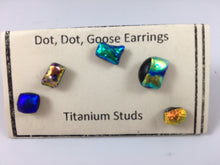 Load image into Gallery viewer, Fused glass Dichroic Dot, Dot, Dot earrings by M Mitchell
