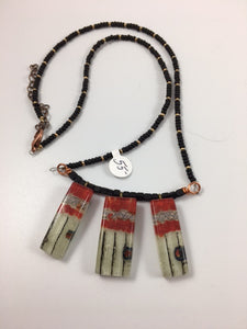 Triple Fused Glass Beaded Necklace by M Mitchell